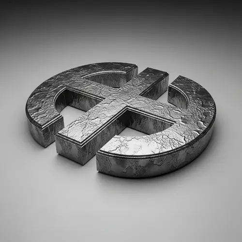 Realistic 3D Symbol with Metallic Sheen | Detailed Perspective View