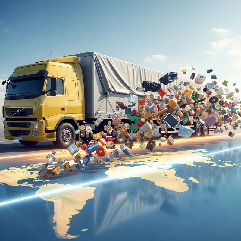 Dynamic Worldwide Distribution: Vibrant Semi-Truck Across Equator