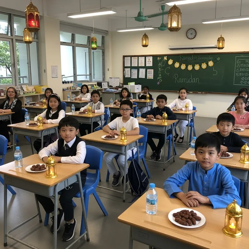 Diverse Singapore Education School Celebrating Ramadan