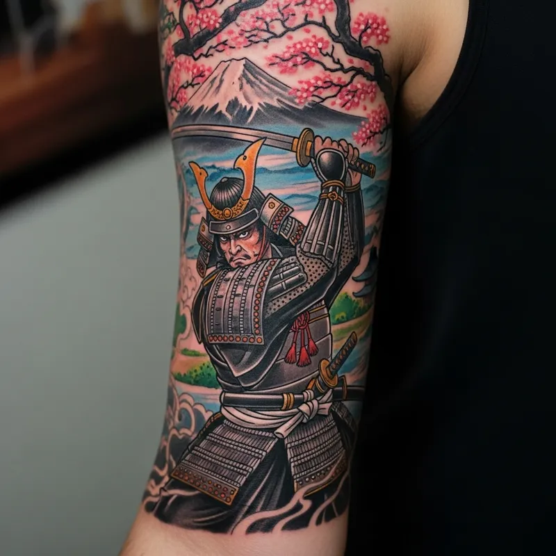 Detailed Samurai Tattoo Design