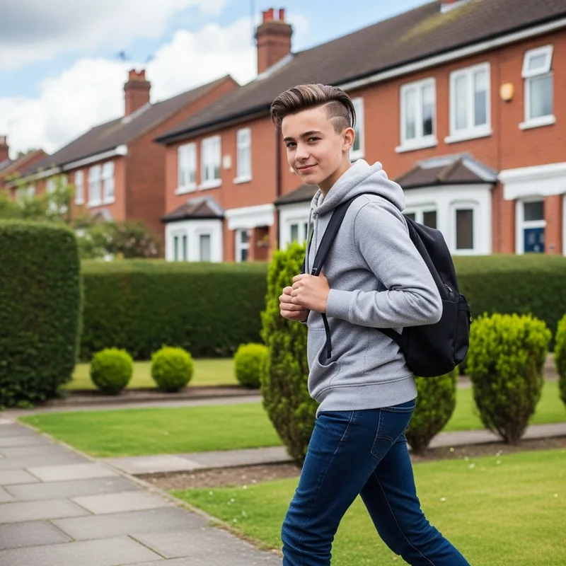 Charming British Teen Boy in Trendy Jeans & Hoodie
