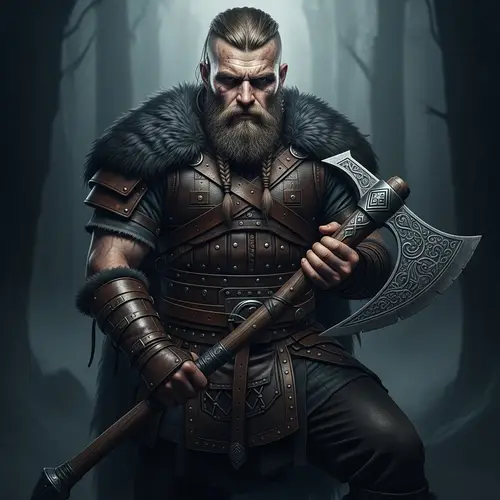 Scandinavian Viking Warrior in Detailed Leather Armor