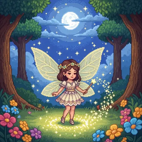 Whimsical Pixel Art Fairy | Enchanting Magical Scene