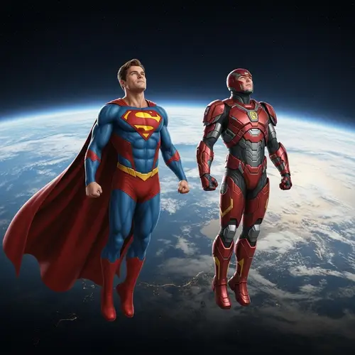 Superhero Duo Saves Earth in Spectacular Space Scene