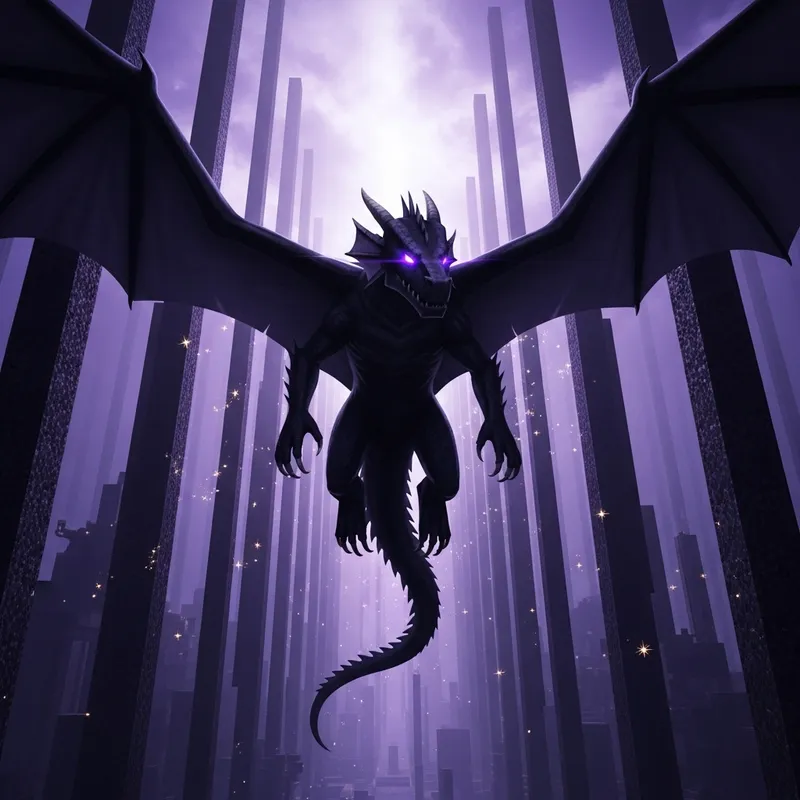 Majestic Ender Dragon Soaring Through End Dimension