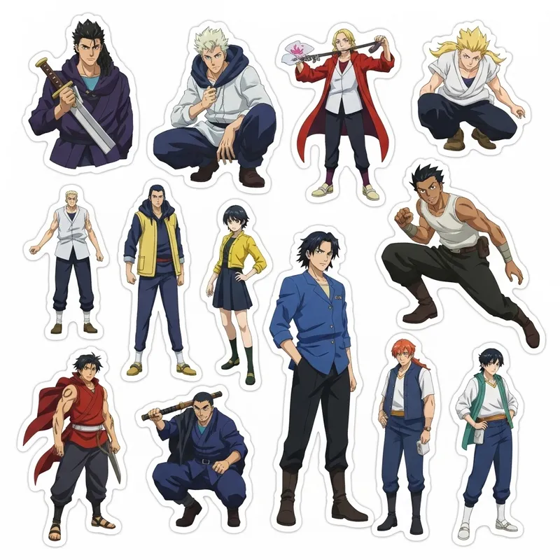 Dynamic Anime Sticker Collection: My Metal Family Characters