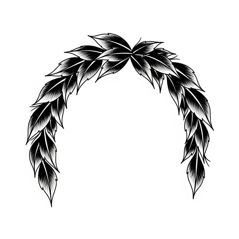 Vintage American Tattoo with Black Leaves