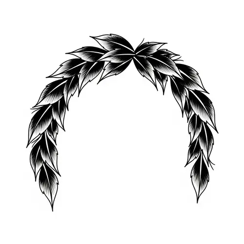 Vintage American Tattoo Design with Black Leaves