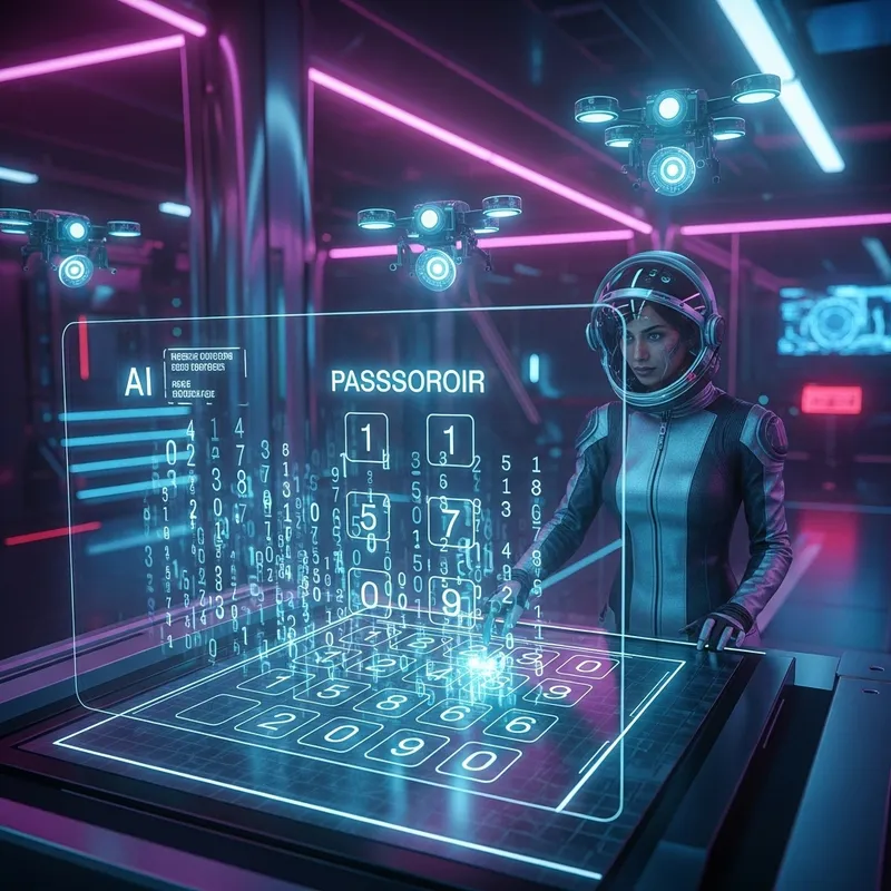 Futuristic Passcode Entry with Neon Lights - High-Tech Security Scene