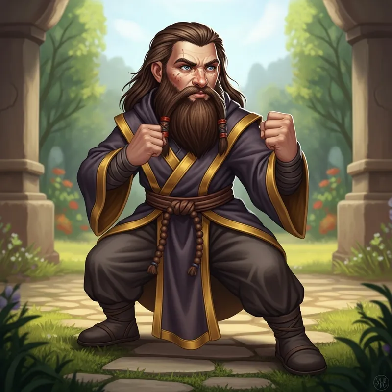 Female Dwarf Monk in Fighting Stance