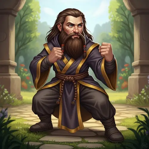 Female Dwarf Monk in Fighting Stance