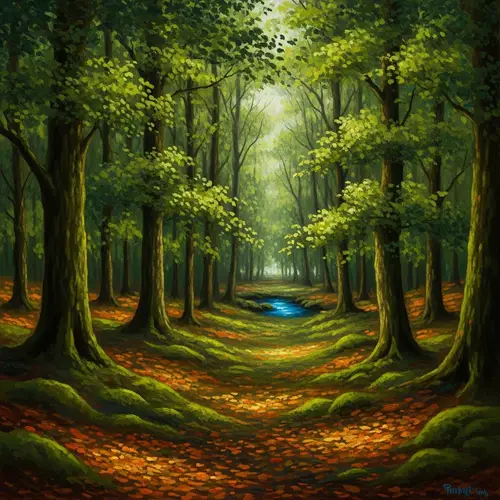 Impressionist Forest Art | Peaceful Green Scene