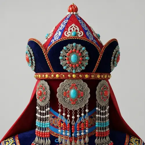 Traditional Mongolian Ancient Headdress: A Masterpiece