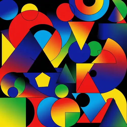 Vibrant Abstract Art with Bold Colors and Geometric Shapes