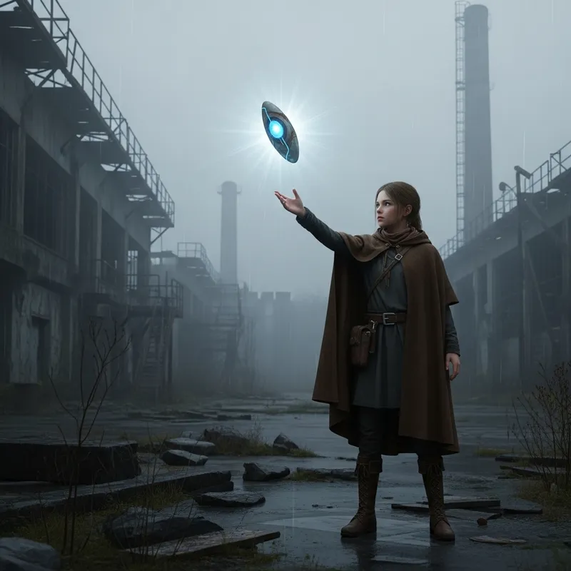 Girl in Brown Cloak Discovers Glowing Artifact in Chernobyl Zone