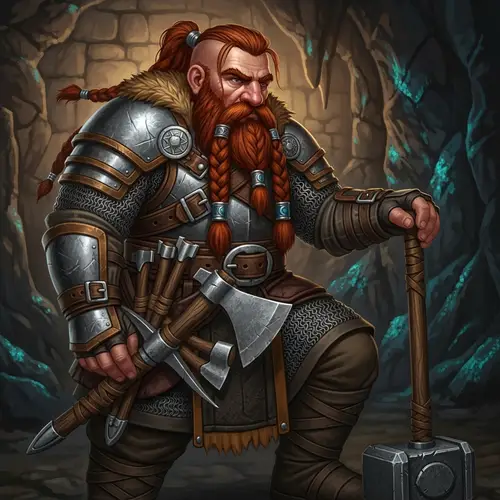 Dwarf in Chainmail Armor with Hand Axes