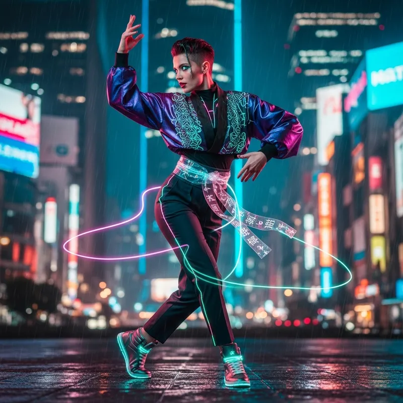 Dynamic Dancing in Modern Japanese Tech Style