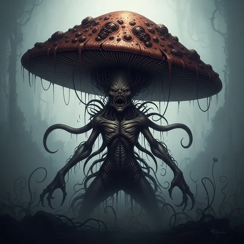 Lovecraftian Fungal Menace - Cosmic Horror Artwork