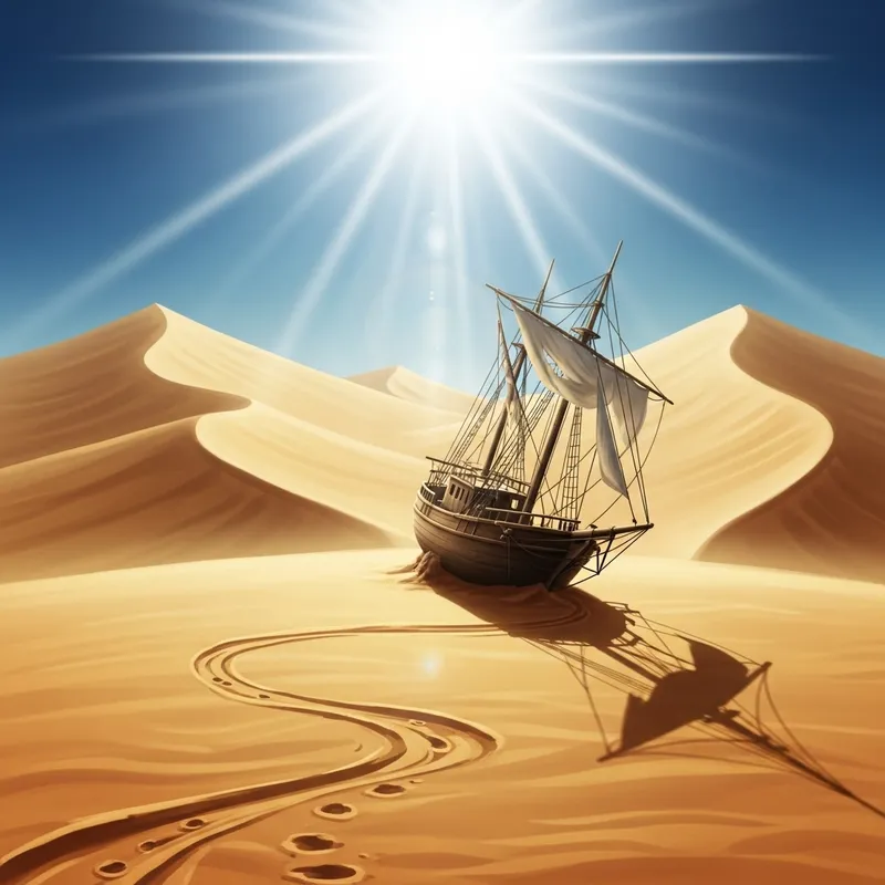 Antique Sailboat in the Sahara Desert | Nautical Illustration