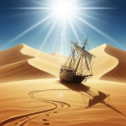 Antique Wooden Sailboat Lost in Sahara Desert | Ship Illustration