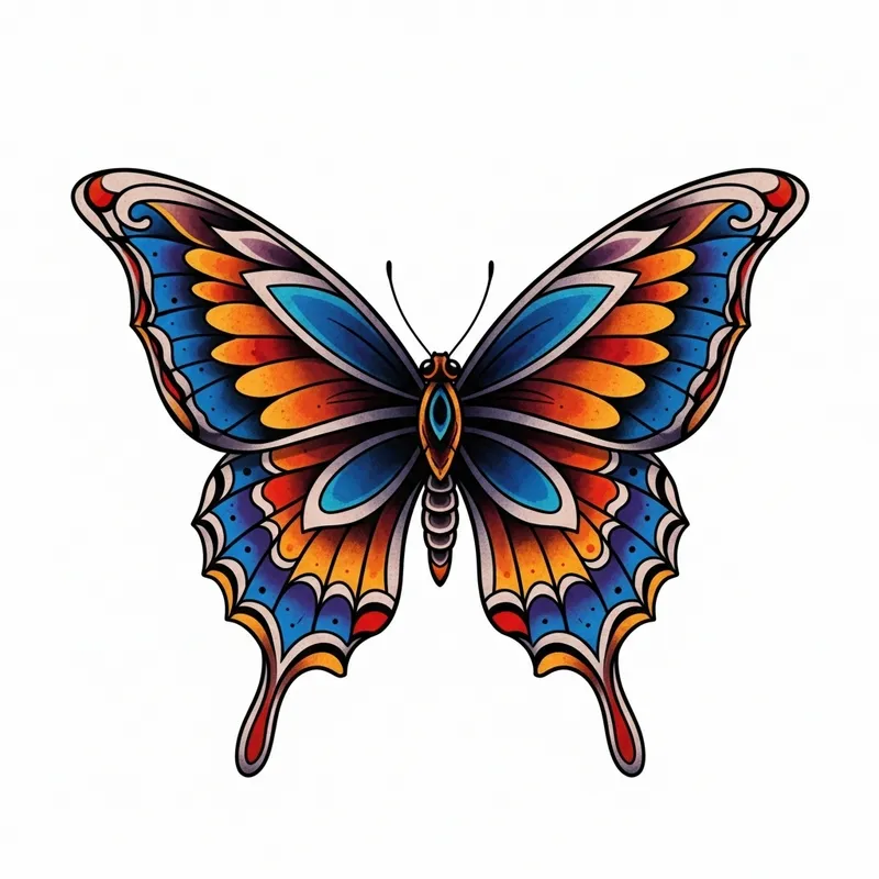 Traditional Butterfly Tattoo Design - Mariposa Tradicional