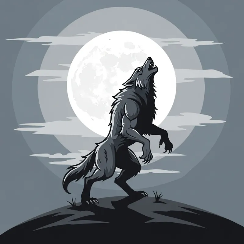 Stunning Werewolf Vector Art - Moonlit Hill Design Stunning Werewolf Vector Art - Moonlit Hill Design