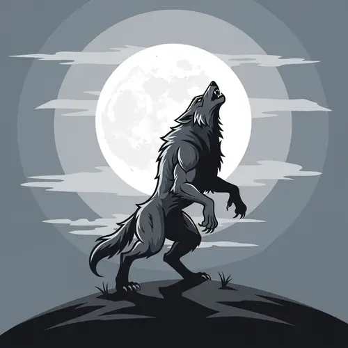 Stunning Werewolf Vector Art - Moonlit Hill Design
