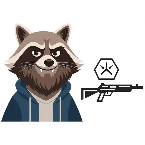 Animated Raccoon with Beard | Gun Logo Character Design