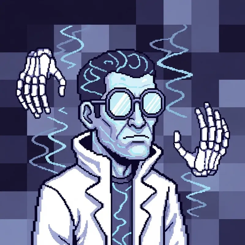 Gaster Undertale 8-Bit Art | Lab Coat Mystical Video Game Character