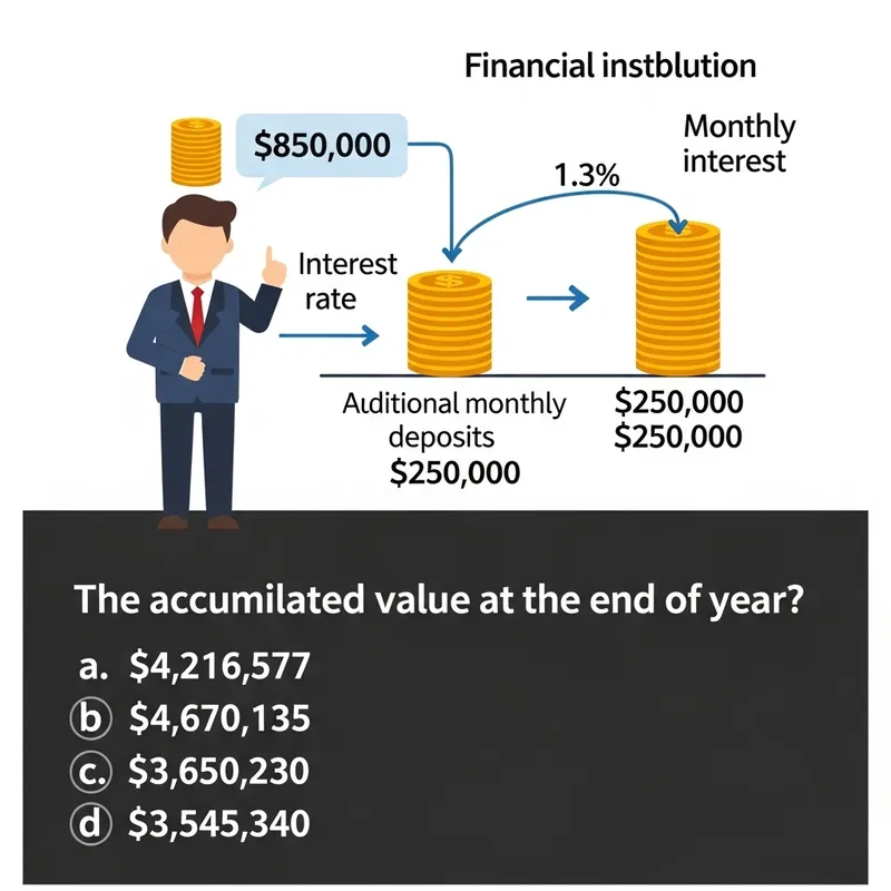 Calculation of Accumulated Value with Monthly Deposits and Interest