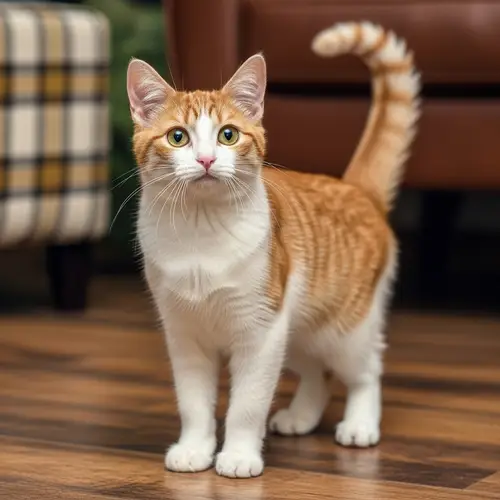 Adorable Orange and White Cat - Curious and Alert