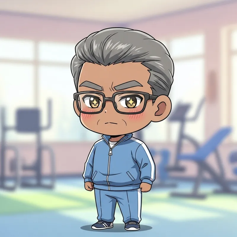 Cute Chibi-Style South Asian Man Sports Training Anime Illustration Cute Chibi-Style South Asian Man Sports Training Anime Illustration