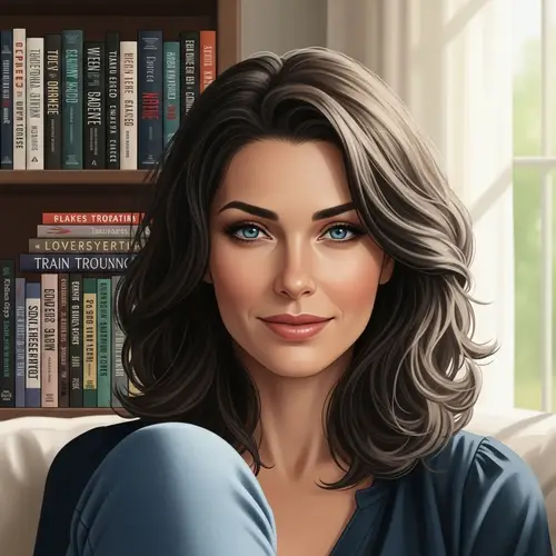 Realistic Portrait of a Woman with Blue Eyes and Wavy Hair