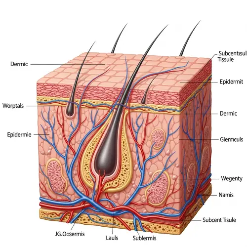 Detailed Cross-Section Illustration of Human Skin | Anatomy Artwork