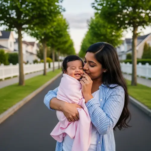Loving South Asian Mother & Baby on Serene Sidewalk | Website