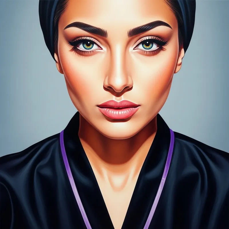 Surrealistic Beauty Therapist in Black and Purple Uniform