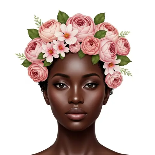 Captivating Black Woman with Floral Headdress