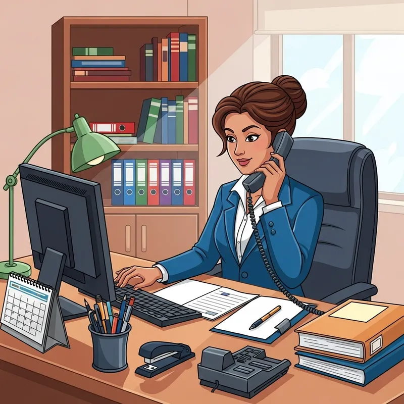 Professional Secretary in a Modern Office Setting