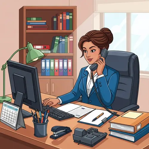 Professional Secretary in a Modern Office Setting