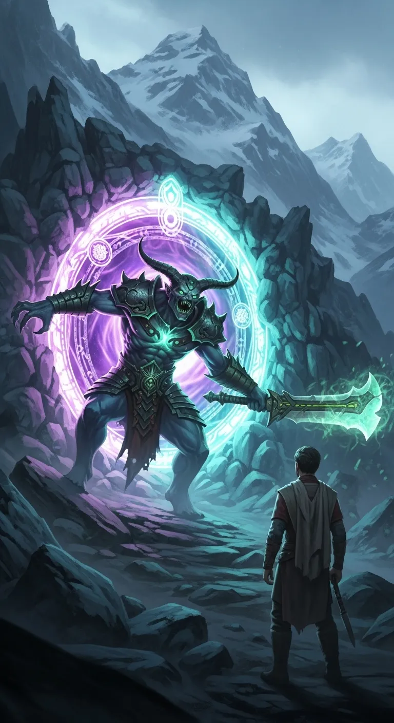 Intimidating Demon Warrior by Magical Portal