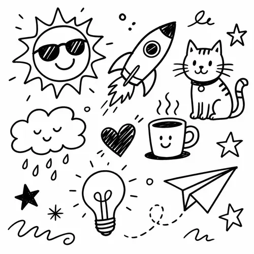 Quirky Hand-Drawn Doodle Art for Creative Minds