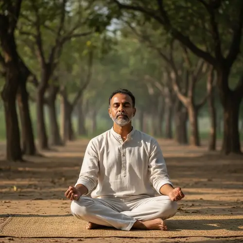 Serene South Asian Man Meditating in Nature