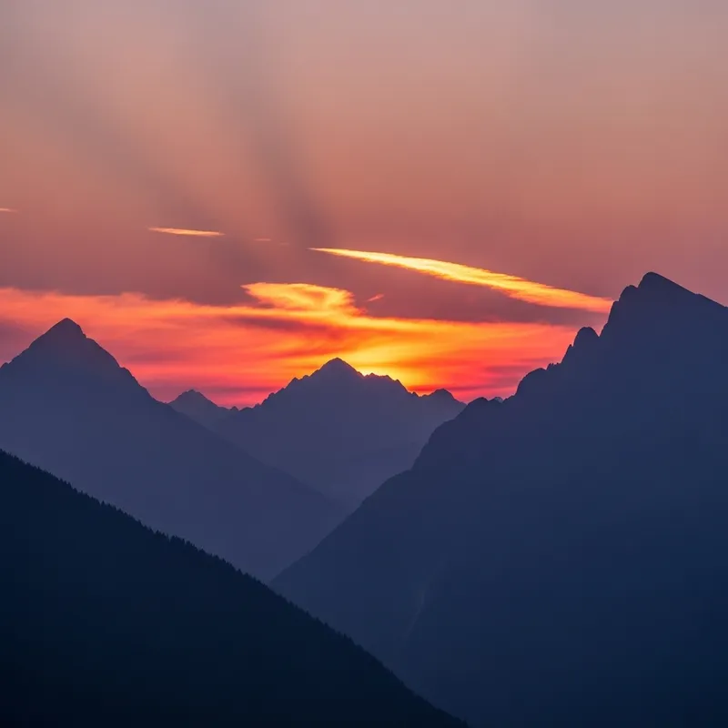 Majestic Mountains at Sunset: A Lavender Abstract