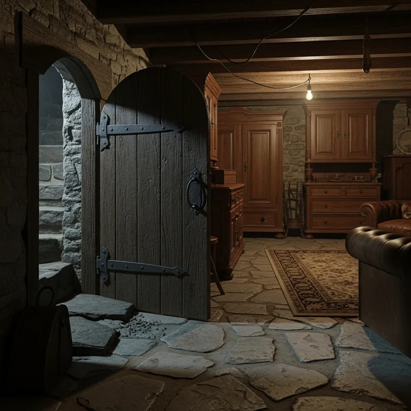 Rustic Basement Dungeon Decor | Antique Furniture and Vintage Aesthetic