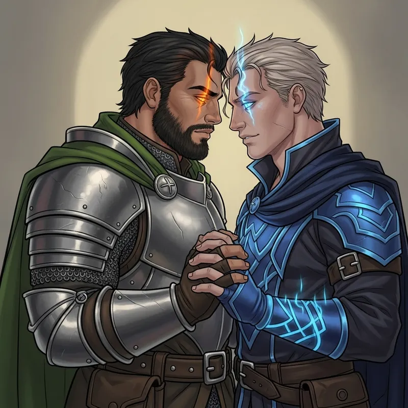 Love-Filled Fantasy Tale: Dark Cleric & Magic User Embrace