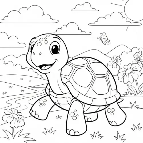 Playful Turtle Children's Book Artwork