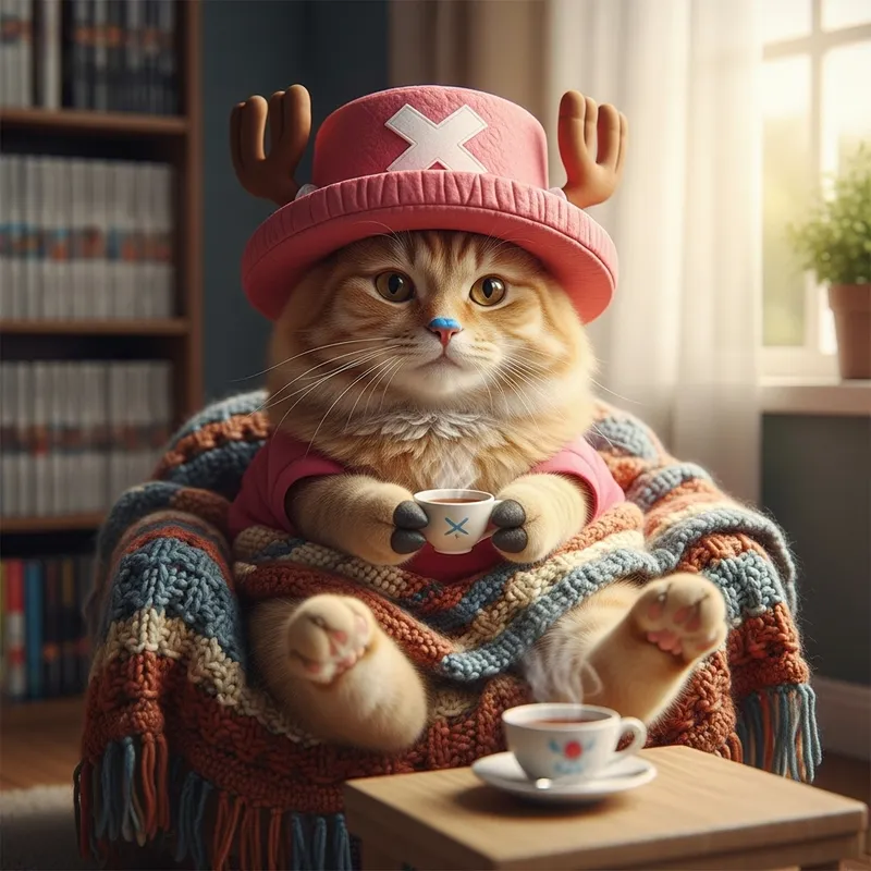 Adorable Cat Dressed as Chopper from One Piece