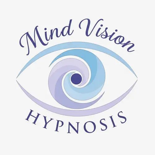 Mind Vision Hypnosis Logo Design - Serene Eye in Light Lavender & Blue
