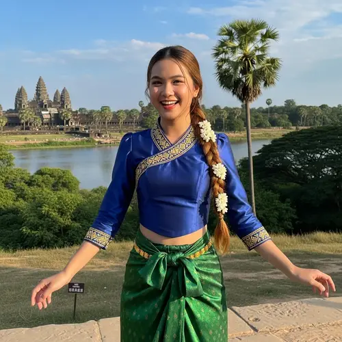 18-Year-Old Cambodian Girl in Traditional Khmer Clothing