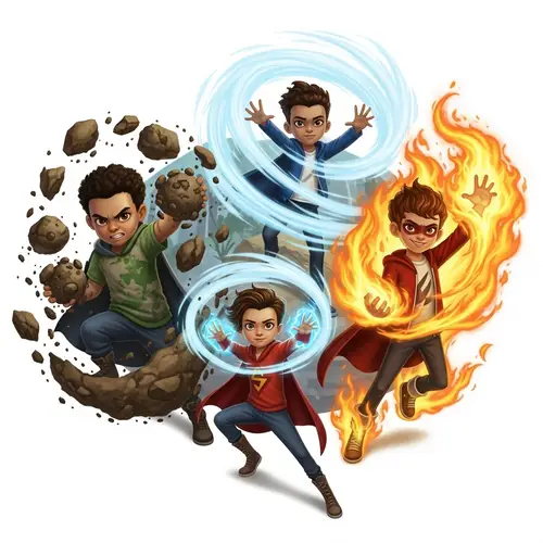Kids with Elemental Superpowers | Earth, Wind, Fire | Animated Heroes